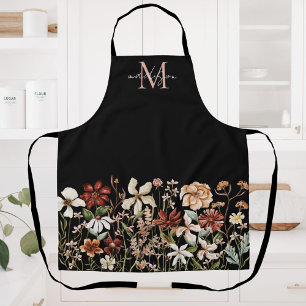 Tablier Pré à fleurs sauvages vintage à motif aquarelle pe