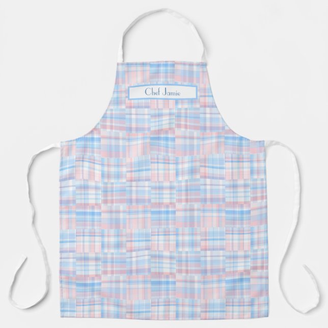 Tablier Preppy Pastel Multicolore Patchwork Madras Rose Bl (Recto)