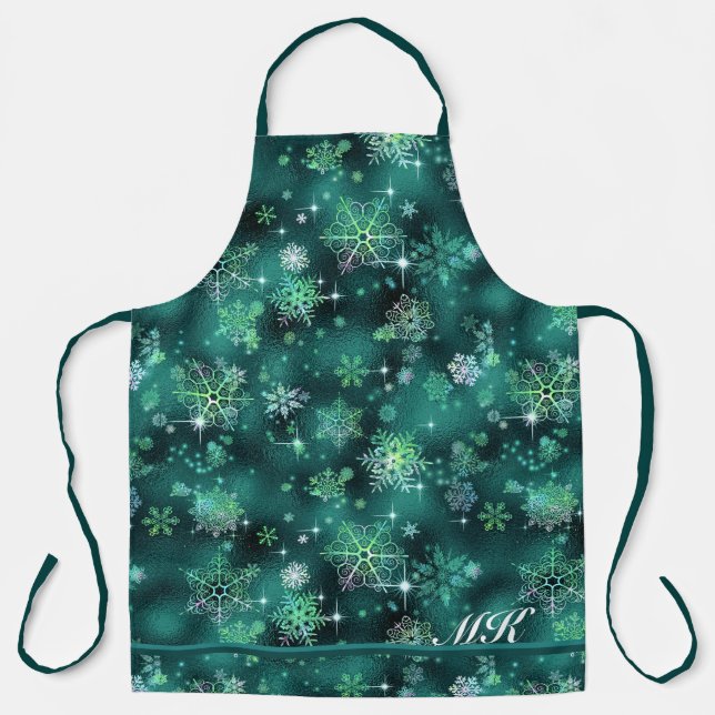 Tablier Prettist Snowflakes Motif Green ID846 (Recto)