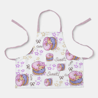 Tablier Pretty and cute watercolor donuts Purple kids