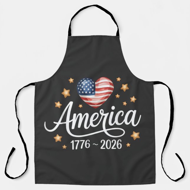 Tablier Pretty Flag Heart 1776-2026 July 4th 250th (Recto)