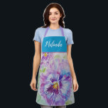 Tablier Pretty Floral Pastel Pansy Purple Womans Apron<br><div class="desc">Pretty Floral Pastel Purple Blue Pansy Watercolor Painting Pattern Woman's Kitchen Apron,  with a fully customizable name. Designed from my original cat illustration.</div>