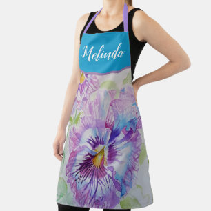 Tablier Pretty Floral Pastel Pansy Purple Womans Apron
