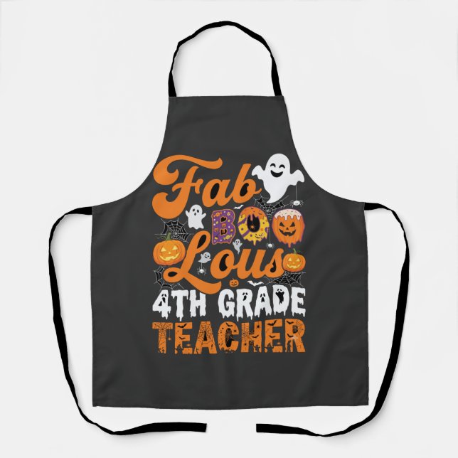 Tablier Prof enseignant de 4e année Halloween Fab-BOO-Lous (Recto)