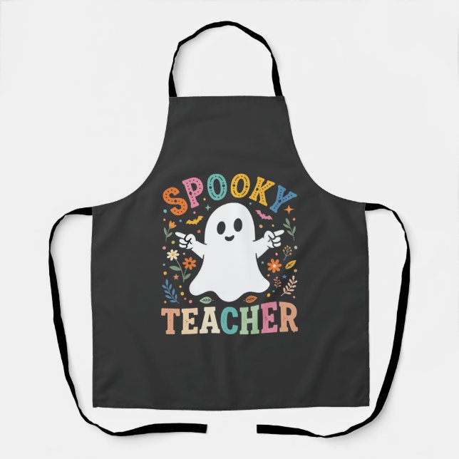 Tablier Prof Enseignant Fantôme Mignon Halloween Création_ (Recto)