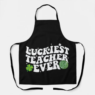 Tablier Prof le plus chanceux Disco Ball Shamrock Groovy