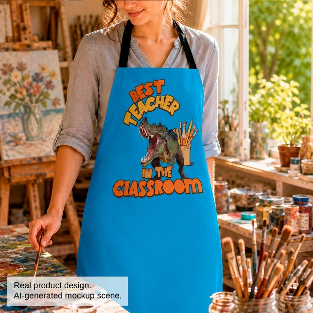 Tablier Professeur d'Art de Dinosaures Drôle Créatif pour  (Créateur téléchargé)