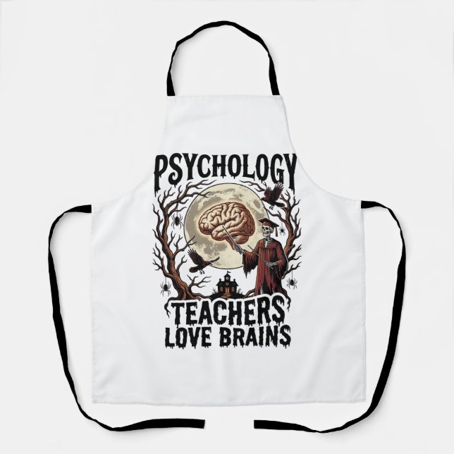 Tablier Professeur de psychologie Halloween Brain Lover Go (Recto)