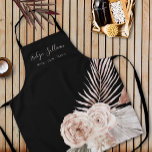 Tablier professionnel de beauté noir rose Boho<br><div class="desc">Espace salon de beauté</div>