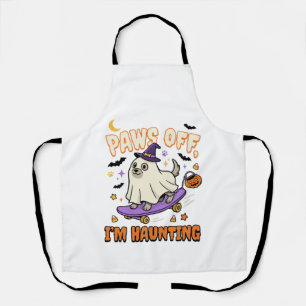 Tablier Promenade en skate de chien d'Halloween effrayant