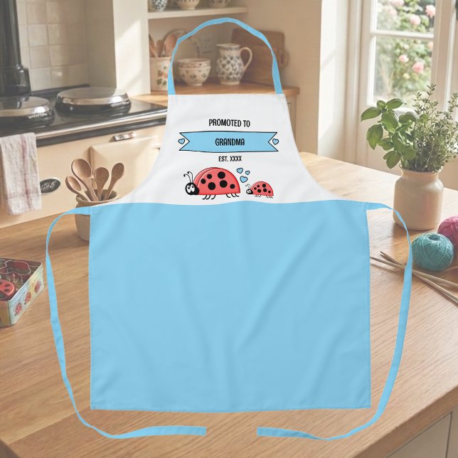 Tablier Promu grand-mère coccinelles bleues (Créateur téléchargé)