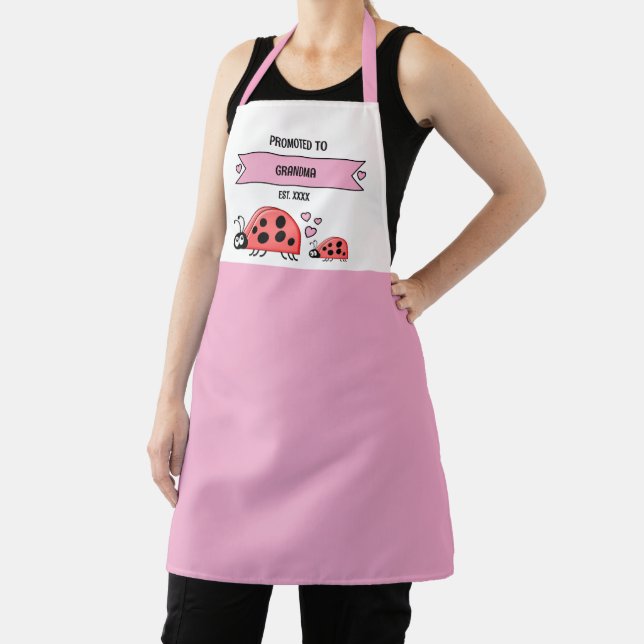 Tablier Promue grand-mère coccinelles roses (Insitu)