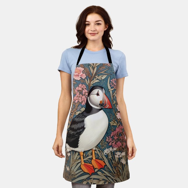 Tablier Puffin Et Fleurs Éthridées De Mer William Morris (Porté)