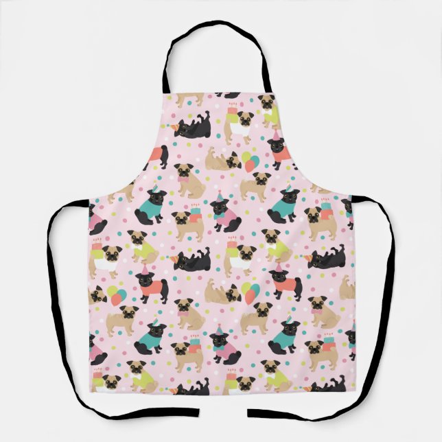 Tablier Pug Birthday Party Celebration Apron (Recto)