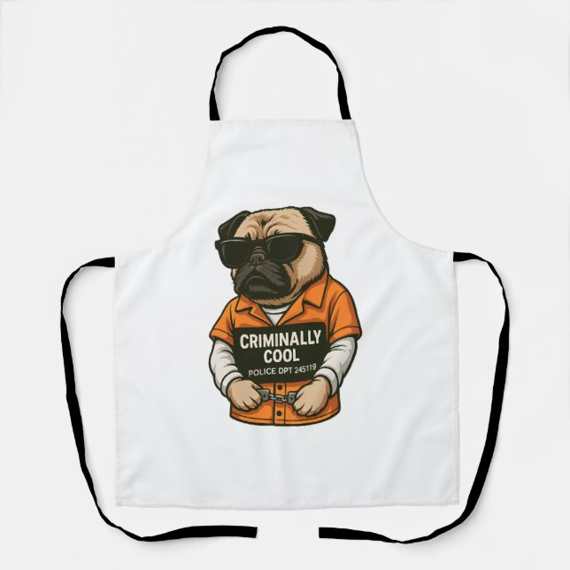 Tablier Pug incroyablement cool - Création de chien à phot (Recto)