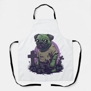 Tablier Pug zombie � Drôle de chien d'Halloween non mort