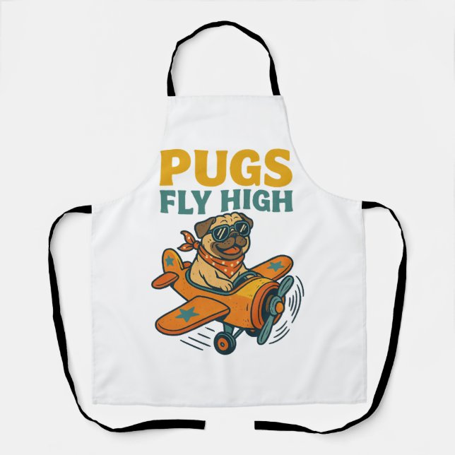 Tablier Pugs Fly High (Recto)