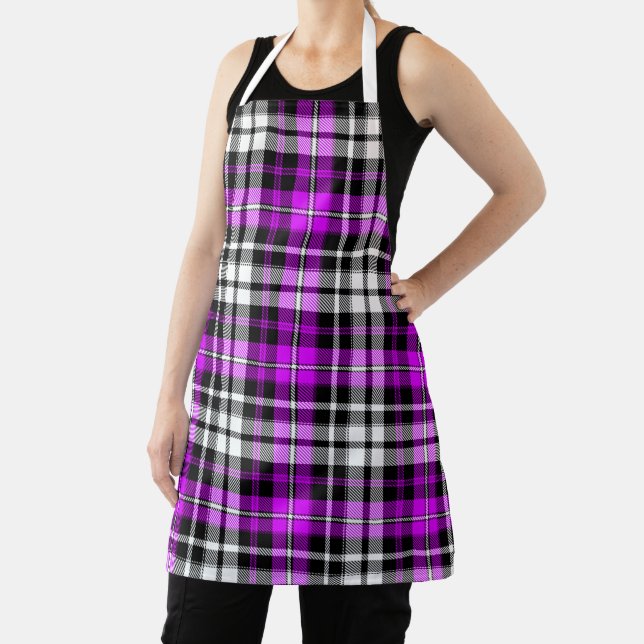 Tablier Purple Black White Plaid Tartan Pattern Design  (Insitu)