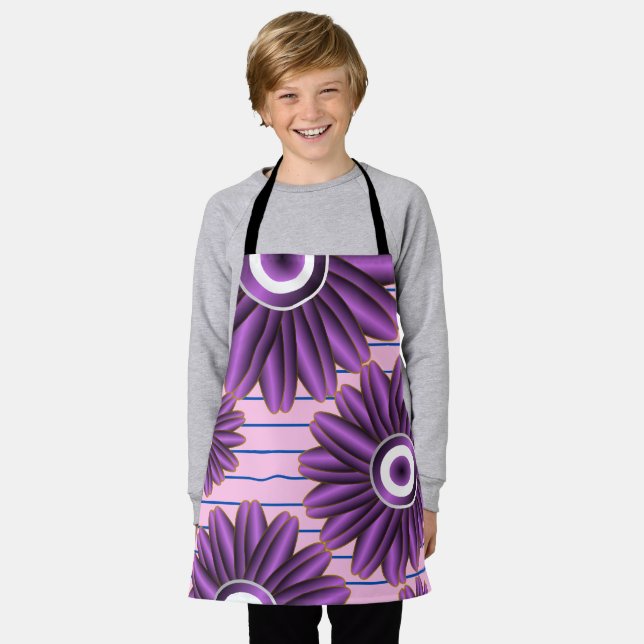 Tablier Purple Floral Pattern Modern Abstract Flower Desig (Porté)