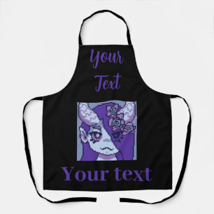 Tablier Purple Girl, une jeune fille violet de pixel art
