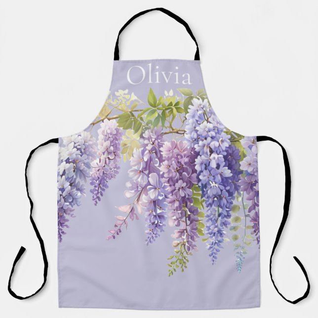 Tablier Purple lavande aquarelle glycine florale lilas (Recto)