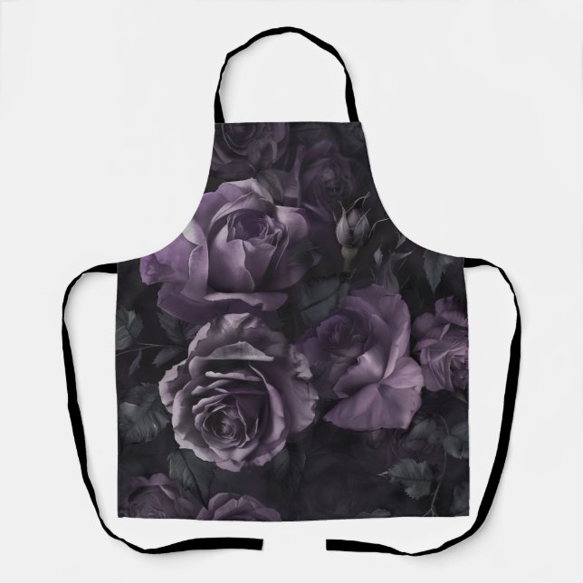 Tablier Purple Lavender Moody Rose Floral Goth (Recto)