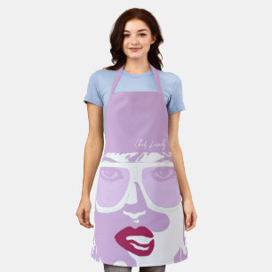 Tablier Purple Pop Art Jolie Femme Lunettes de soleil Lèvr