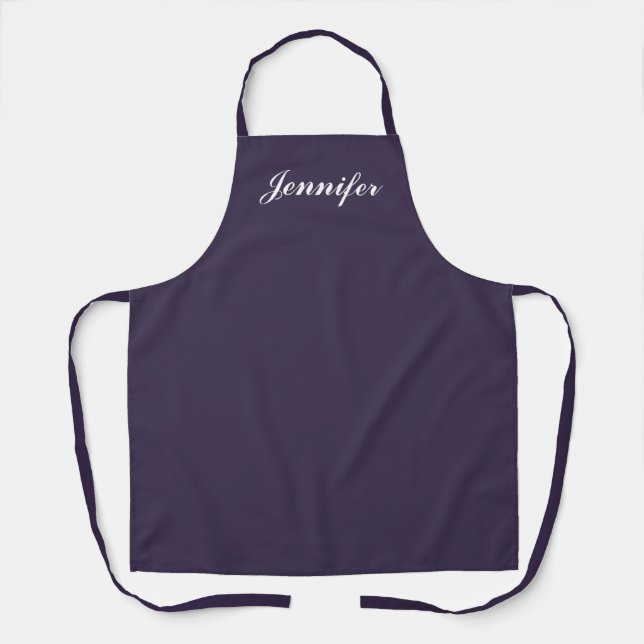 Tablier Purple Script Nom personnalisé Cuisine (Recto)