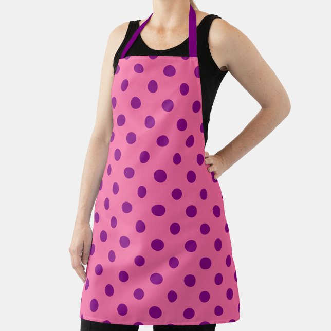 Tablier Purple sur Pois rose Design Motif (Créateur téléchargé)