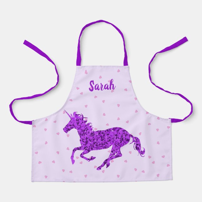Tablier Purple Unicorn Girls Kitchen Apron (Recto)