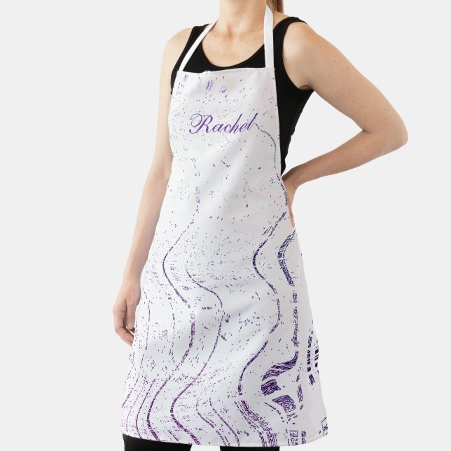 Tablier Purple Wave Artsy Swirl Motif Nom personnalisé mig (Insitu)