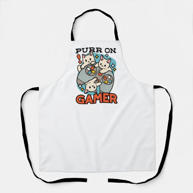 Tablier Purr On Gamer - Conception De Jeu De Chat Cute (Recto)