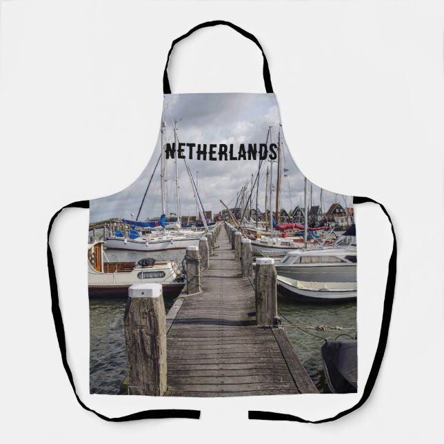Tablier Quai avec bateaux et yachts à Marken Pays-Bas A (Recto)