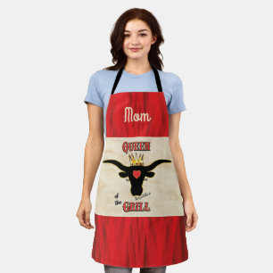 Tablier Queen of the Grill - Longhorn Cow Apron
