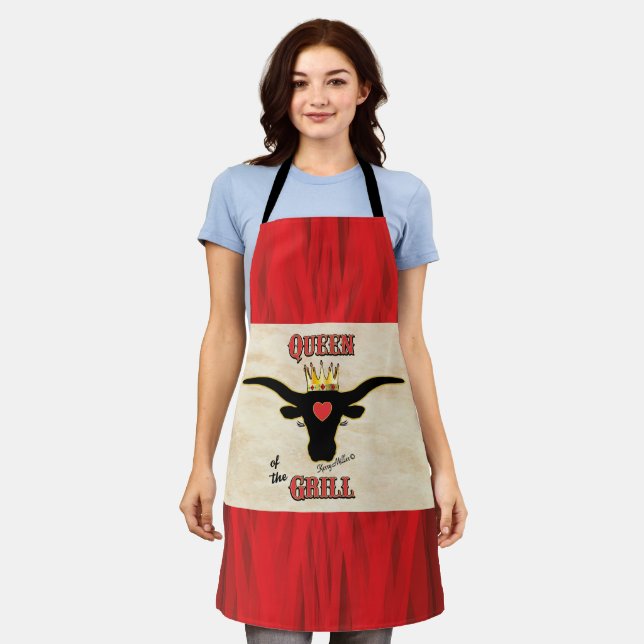 Tablier Queen of the Grill - Longhorn Cow Apron (Porté)