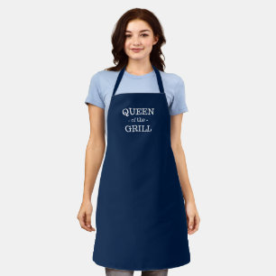 Tablier Queen of the Grill marine bleu blanc personnalisé