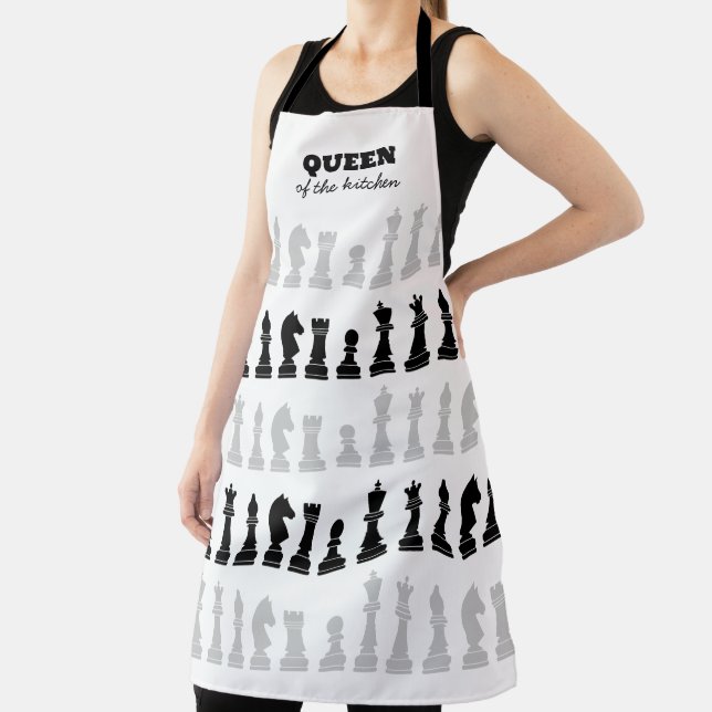 Tablier Queen Of The Kitchen Chess Black White Motif (Insitu)