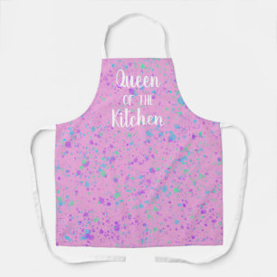 Tablier Queen of the Kitchen Pink Splattered Apron