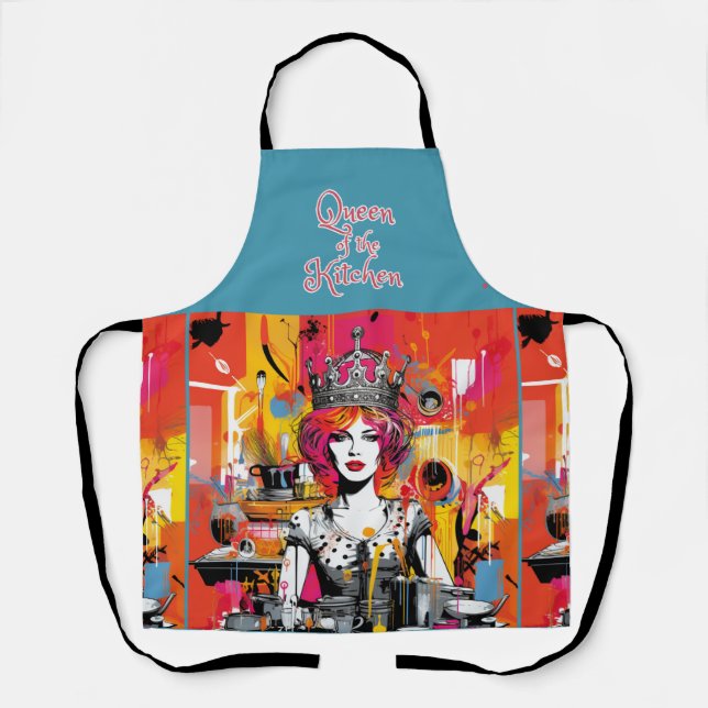 Tablier Queen of the Kitchen" Pop Art Apron (Recto)