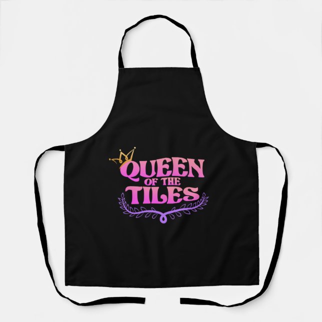 Tablier Queen of Tiles Mahjong Joueur Jeux Femmes (Recto)