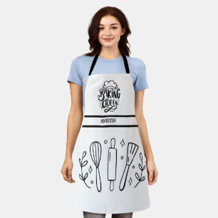 Tablier Queen Typographie noir et blanc