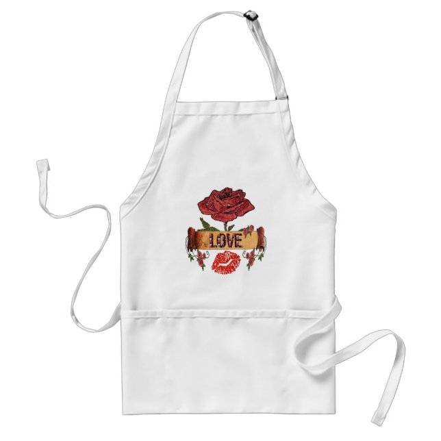 Tablier RAB Rockabilly Saint-Valentin Roses, Amour & Rouge (Devant)