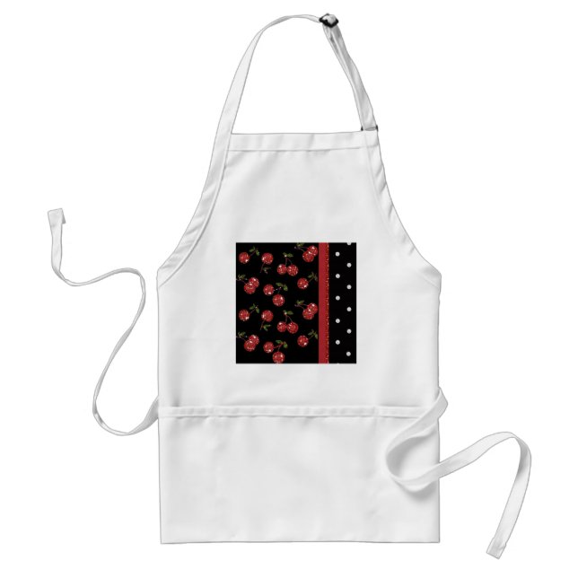 Tablier RAB Rockabilly Très Cerises Noires (Devant)