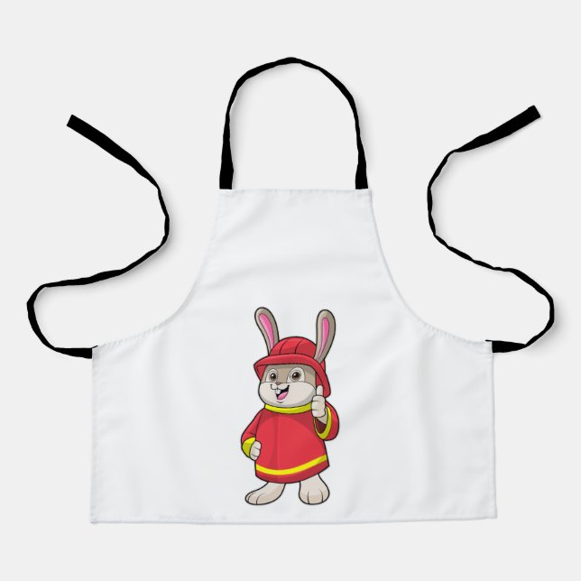 Tablier Rabbit comme pompier avec casque (Recto)