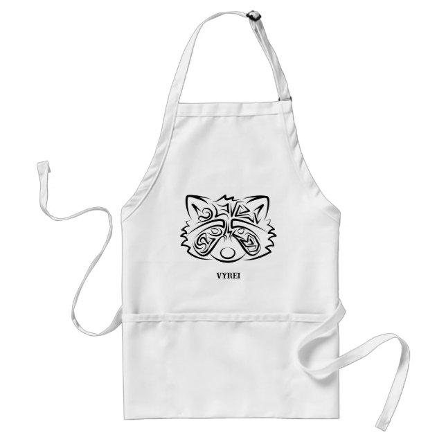 Tablier Raccoon tribal noir et blanc (Devant)