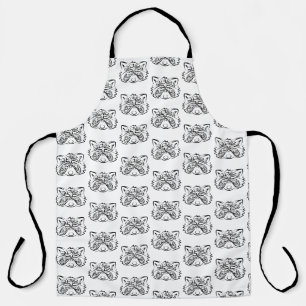 Tablier Raccoon tribal noir et blanc