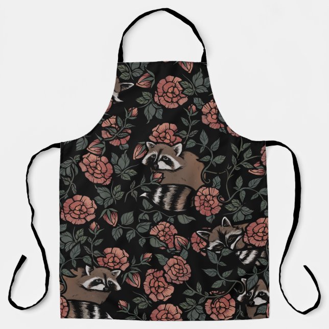 Tablier Raccoons Rose vintage Dusty (Recto)