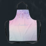 Tablier Rainbow parties scintillant scintillement script g<br><div class="desc">Parties scintillant arc-en-ciel scintillante design moderne girly personnalisé, </div>