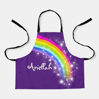 Tablier Rainbow stars rose violet nom personnalisé art