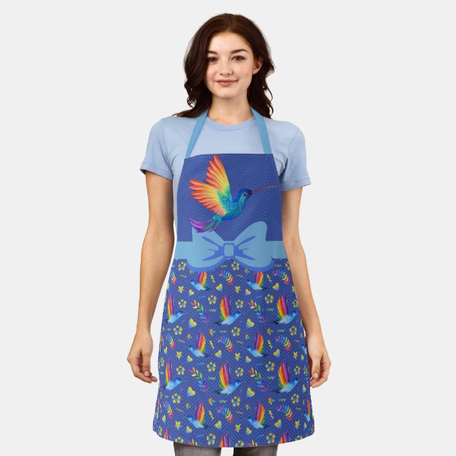 Tablier Rainbows et Love Humming Bird Apron dans Blueberry (Porté)